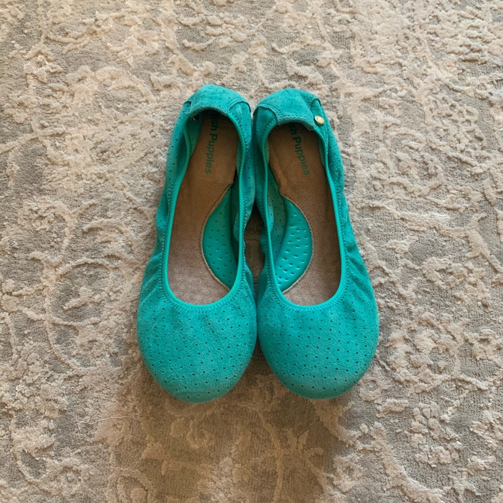 Hush Puppies Teal Flats Like New